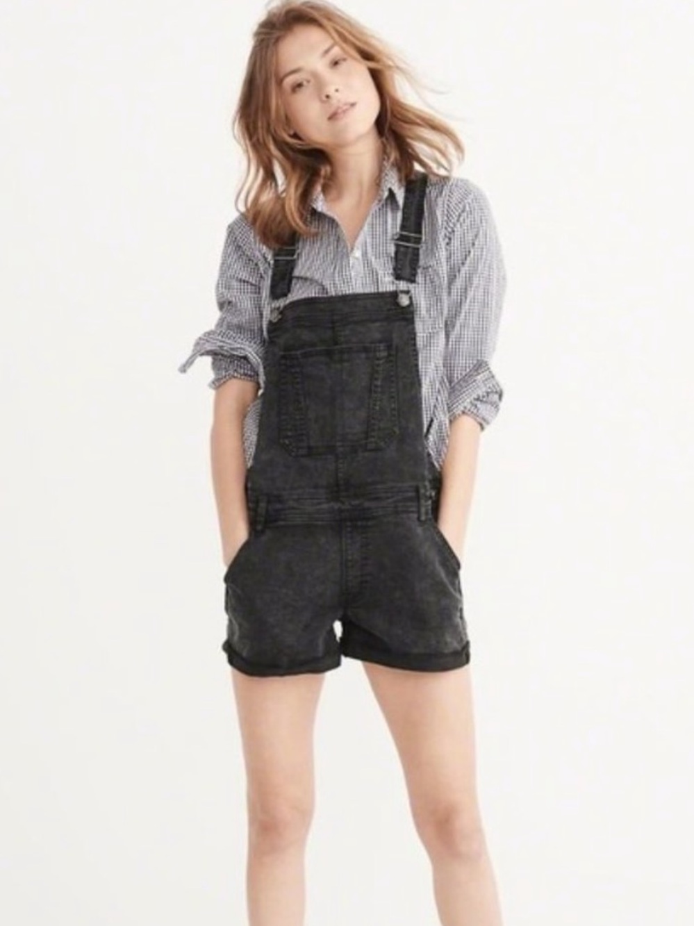 Abercrombie & Fitch Black Denim Shortalls